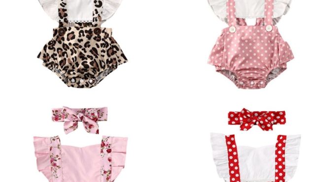 0-24M Baby Girl Flower Ruffle Romper Newborn Backless Jumpsuit Headband Girls Sunsuit Outfit 2pcs Baby Summer Clothing