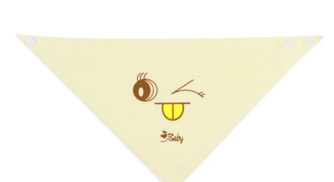 Insular Triangular Scarf Double Layers Cotton Snap-fastener Pinafore Headscarf Wind Break Smiling Face Pattern for Baby