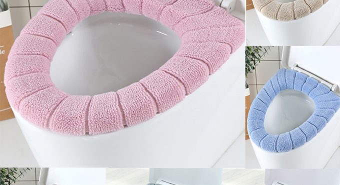 1Pcs Thicken Warm Pumkin Pattern Toilet Seat Lid Round Shape Pure Color Toilet Seat Cover for Toilet