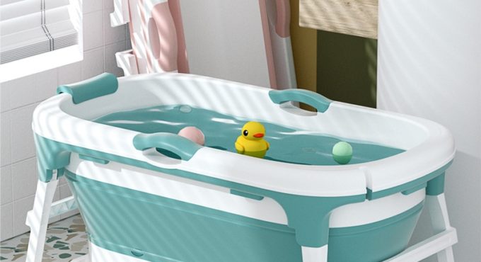 Folding Bath Tub 0-6Y Portable Baby Shining Temperature Reminder Newborn Sit Lie Large Bath Bucket Baby Product Gift Boy Girl