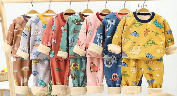 Children Pyjamas Winter Kids Clothing Sets Warm Fleece Pajamas For Boys Thicken Dinosaur Girls Sleepwear Baby Thermal Underwear