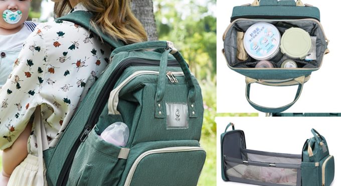 Updated Portable Mummy Bag Stroller Diaper Bags Baby Travel Bed Waterproof Moms Backpack Baby Nursing Bag+Sponge Mattress Gift