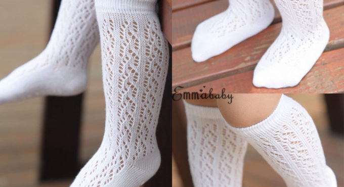 Newborn Baby Infant Girl Fishnet Stockings Non-Slip Knee High Lace Thin Stockings Princess Long Tube Booties 0-4T