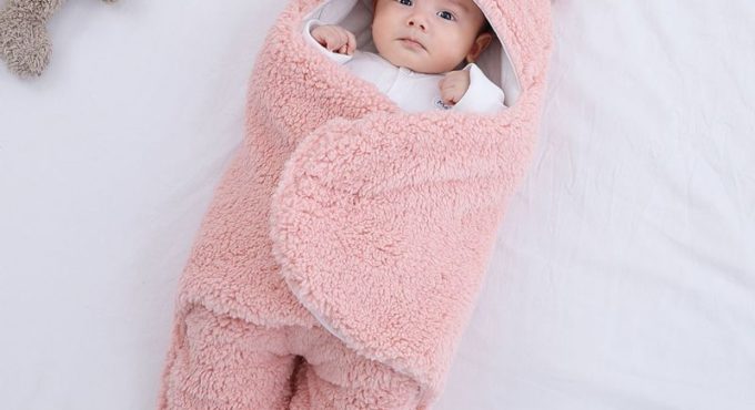 Baby Boys Girls Winter Fleece Sleeping Bag Infant Swaddle Blanket Bear Modeling Pajamas Kids Bat-Style Wrapped Velcro Sleepsack