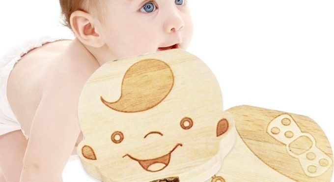 Wooden Baby Kids Tooth Fairy Box English Spanish French Russian Italian Umbilical Lanugo Organizer Gift Breast Milk Keepsakes