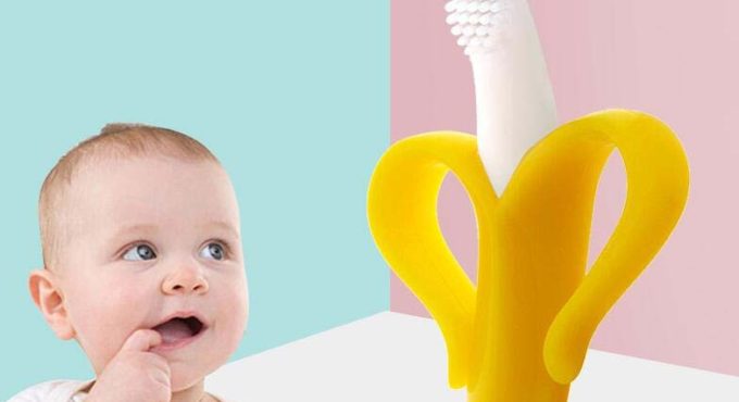 зубные щётки Baby Kids Toothbrush Banana Teething Ring Silicone Chew Infant Nursing Beads Gift для детей до года Teether щётка