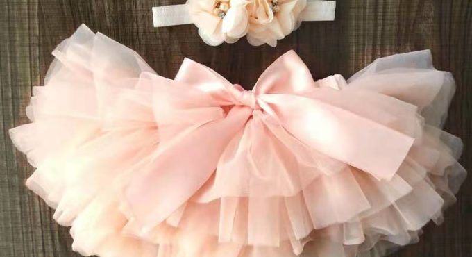 Baby Girls Tulle Tutu Bloomers Infant Newborn Diapers Cover 2pcs Short Skirts+Headband Set Girls Skirts Rainbow Baby Skirt