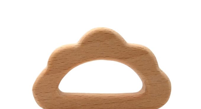 Custom logo Natural Wooden Cloud Shape Teether DIY Kids Teething chew Necklace Nursing molar Tooth baby Teether Nursing toys