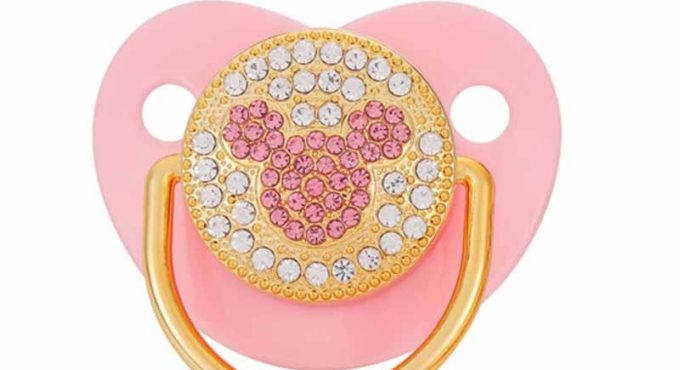 BLINGONLY Luxury Infant Dummy Pink Rhinestone BPA Free Bling Pacifier For Babies