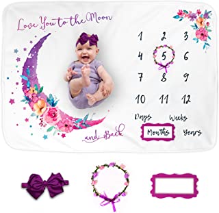 Luka & Lily Baby Monthly Milestone Blanket Girl, Memory Blanket for Newborn Baby Shower, month and Age Blanket for Baby Nursery