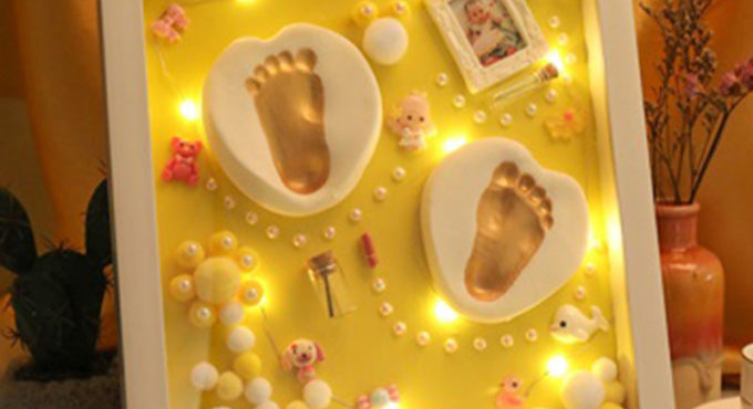 3D Hand and Foot Print Modeling Clay DIY Baby Photo Frame LED Light Slime Colored Clay Souvenir Newborn Baby Plasticine Gifts