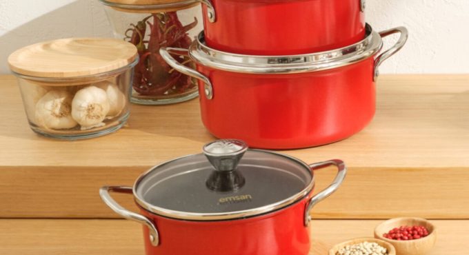 TAURUS TR Granite Coating 6 Piece Red Cookware Set