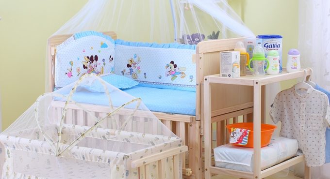 6 in 1 Baby Bed Set, Infant Crib Cradle & Move Shelf, Height Can Adjust Cot With Wheels