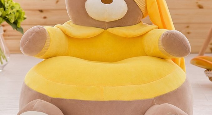 Baby Chair Toddler Nest Puff Seat Children Seat Sofa Washable Only Cover No Filling Kids Bean Bag Cartoon Bear Skin Upscale