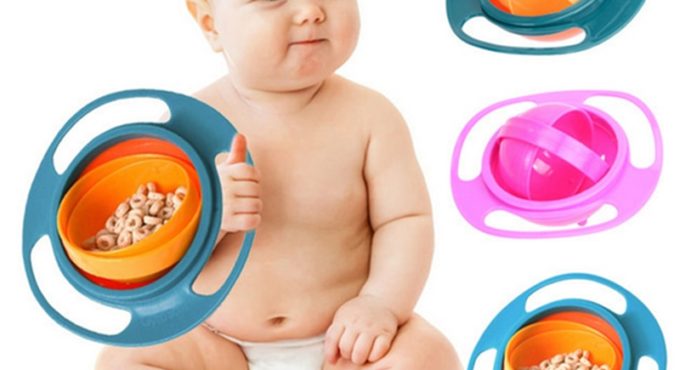 Hot Sale Design Universal Gyro Bowl Dishes Anti Spill Bowl Smooth 360 Degrees Rotation Gyroscopic Bowl For Baby Kids