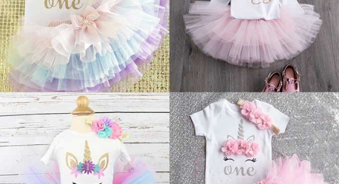 My Little Baby Girl First 1st Birthday Party Dress Cute Pink Tutu Cake Outfits Infant Dresses Baby Girls Baptism Clothes 0-12M