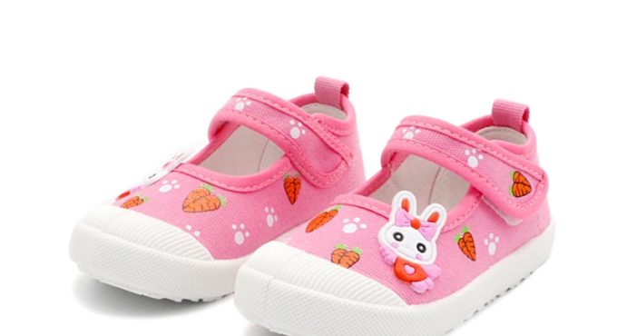 JGSHOWKITO Girls Canvas Shoes Soft Sports Shoes Kids Running Sneakers Candy Color With Cartoon Rabbit Carrots Prints Children