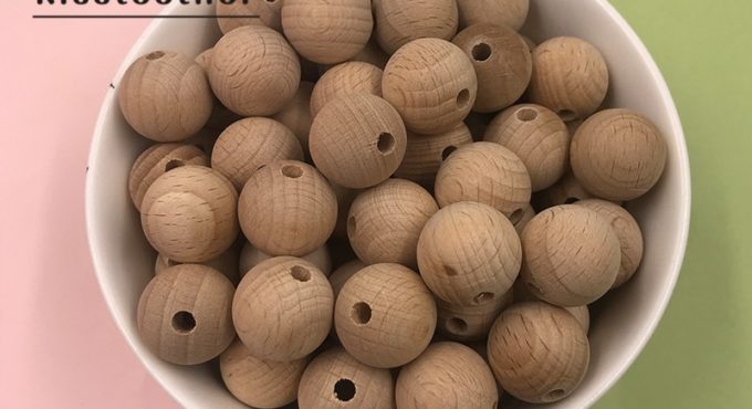 Beech Wooden Chewable 10-20mm Round Beads Ecofriendly Beech Beads DIY Craft Jewelry Accessories Baby Teether