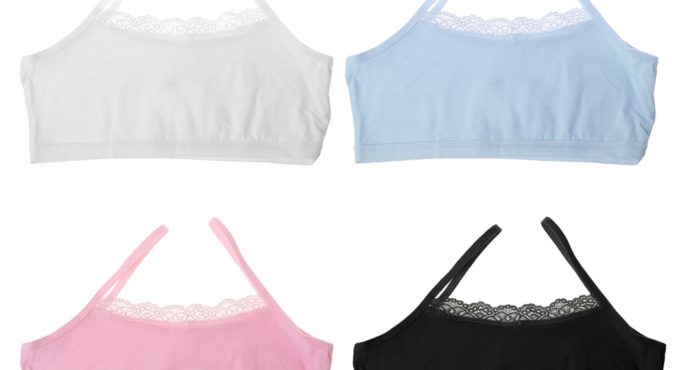 4 Colors Girl Underwear Lace Bras Cotton Camisoles Sports Bra Top For Teens Training Bra 2019