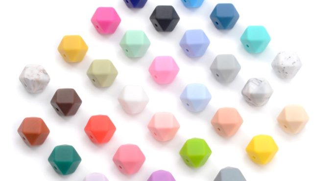 LOFCA 10pcs Mini Hexagon Silicone Beads 14mm Teether Baby Teething Beads BPA Free Baby Silicone Toys For Necklace Making