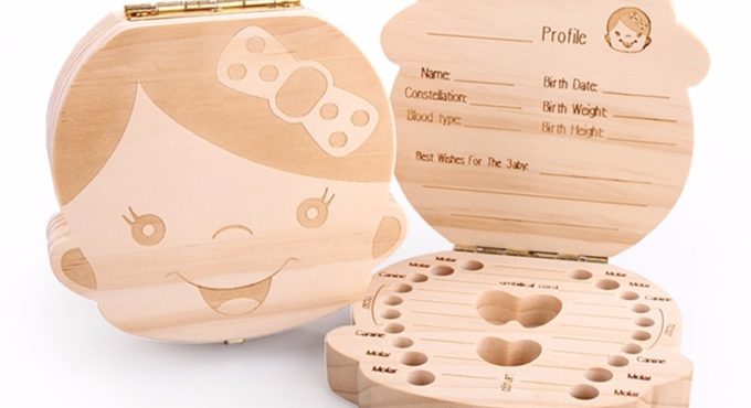 Baby Milk Teeth Box Spanish English Russion Baby Wood Tooth Box Baby Tooth Organizer Kids Deciduous Storage Collect wooden Box