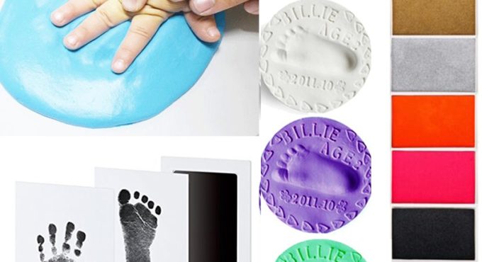 Baby footprint Non-Toxic Photo frame DIY Handprint Footprint Imprint Kit Baby Souvenirs Casting Clay Print Newborn Ink Pad Toys