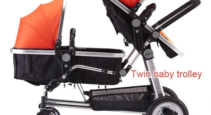 Free Shipping Luxury Twin Baby Stroller High Landscape Pram Folding Carriage