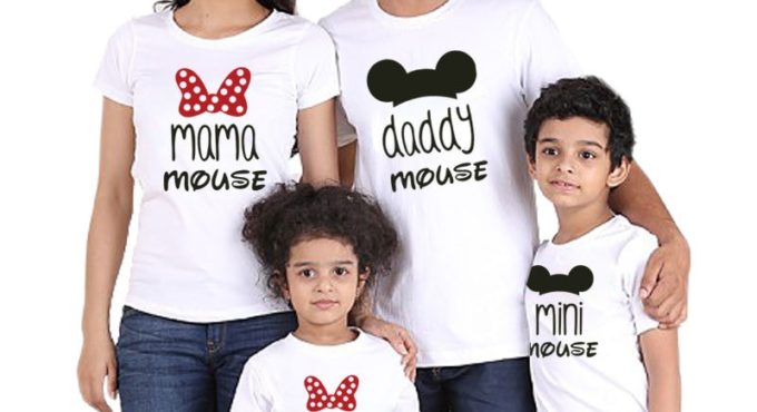 Family matching Shirt Minnie Short Sleeve Cartoon Tops Father Mother Son Daughter Matching Clothes Family Look Mickey Shirts