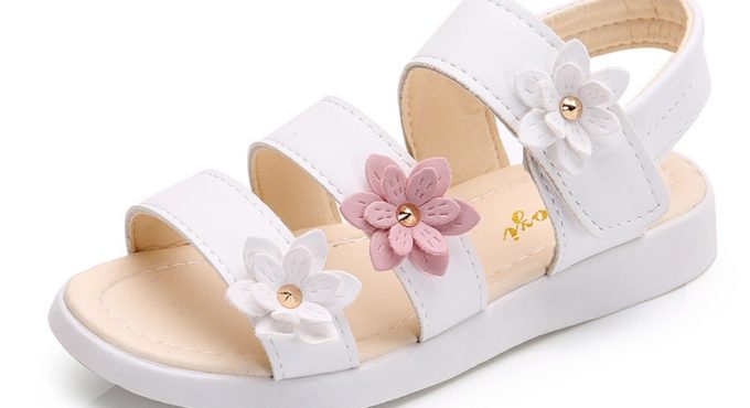 Girls Sandals Gladiator Flowers Sweet Soft Children's Beach Shoes Kids Summer Floral Sandals Princess Fashion Cute High Quality