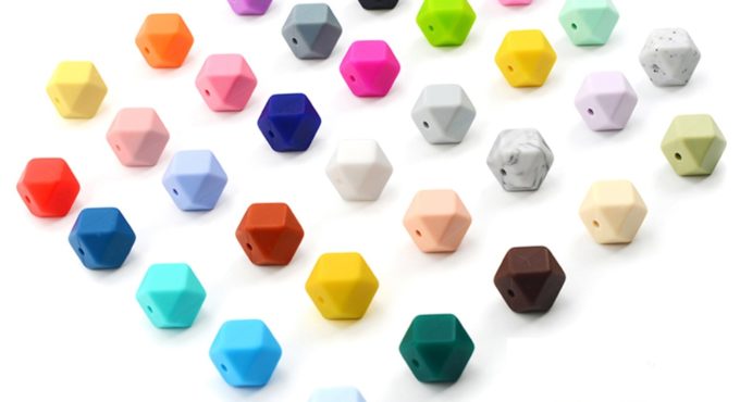 LOFCA 10pcs Mini Hexagon Food Grade Silicone Bead 14mm Baby Teether Baby Teething Toy BPA Free Nursing Necklace Pacifier Pendant