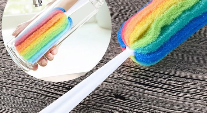 Detachable Water Bottle Cup Mug Glass Washing Sponge Cleaning Brush Scrubber With Handle Cleaning Utensils Brush Glass