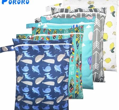 Waterproof Wet Bag Baby Cloth Diaper Bags Travel Wet Dry Bags Wholesale Zipper Reusable Baby Nappy Rubbish Wet Bag 30x40cm