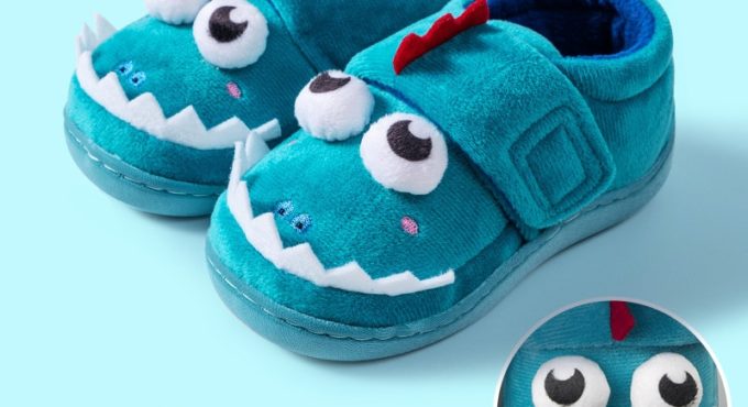 Boys Autumn Winter Slippers Girls Cute Cartoon Dinosaur Home Shoes Children Warm Fur Slipper Kids Unicorn Home Slippers