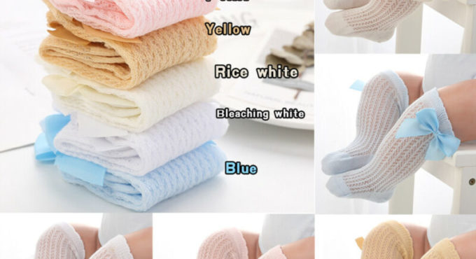 2019 Brand New Style Baby Girl Socks Knee High Bows Princess Socks Cute Long Tube Booties Striped Sox White