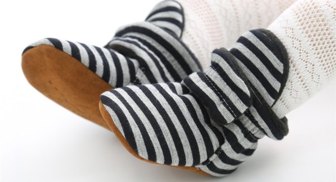 Baby Socks Shoes Boy Girl Stripe Gingham Newborn Toddler First Walkers Booties Cotton Comfort Soft Anti-slip Infant Crib Shoes