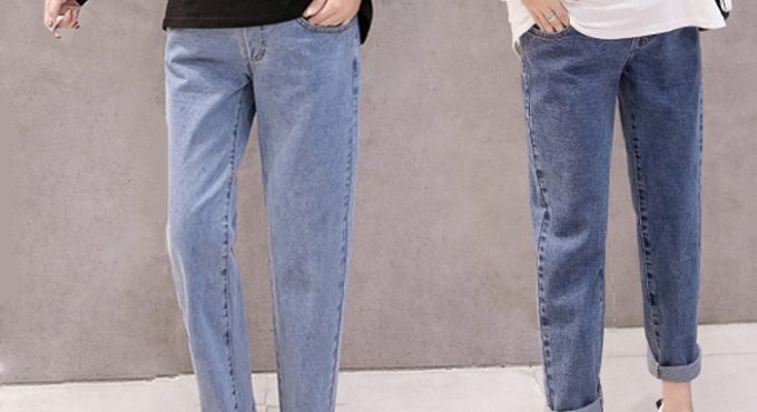 Straight Jeans Pregnancy Abdominal Pants Maternity Clothes For Pregnant Women Boyfriend Pants High Waist Trousers Loose Jeans