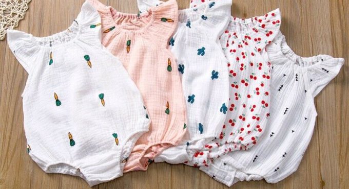 Baby Girls Romper Summer Infant Unisex Newborn Sleeveless Girls Print One-pieces Jumpsuit Baby Cotton Linen Soft Clothes Outfits