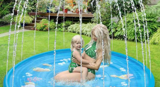 100cm Kids Inflatable Water spray pad Round Water Splash Play Pool Playing Sprinkler Mat Yard Outdoor Fun PVC Swimming Pools