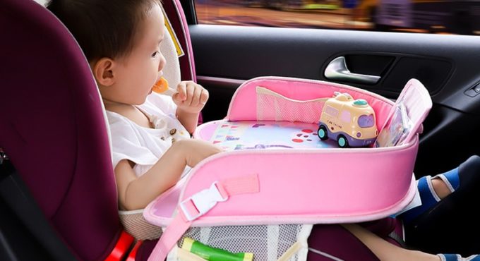 Baby Car Tray Plates Portable Waterproof Dining Drink Table Fence for Kids Car Seat Child Cartoon Toy Holder Storage Baby Fence