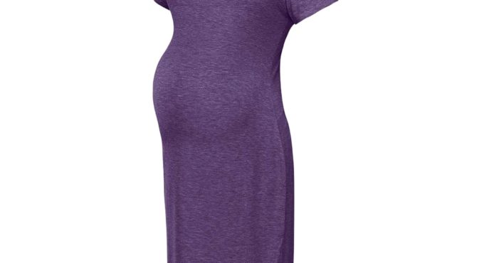 Summer Short Sleeve Solid Color Split Dress for Pregnant Women Fashion Maternity Dresses