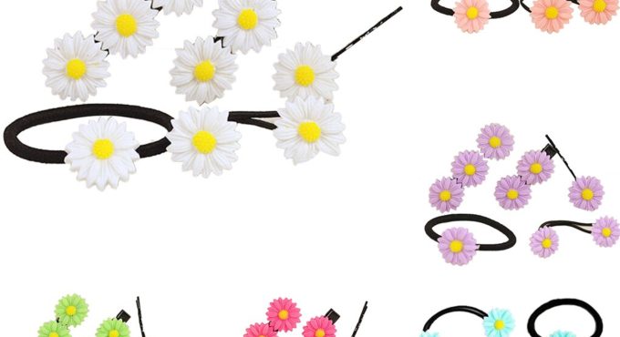 Girls Floral Hair Clips Ear Hairpins Barrettes Headwear Hair Tie Hoop Women Headdress Solid Color Flower Kids Hair Accessories