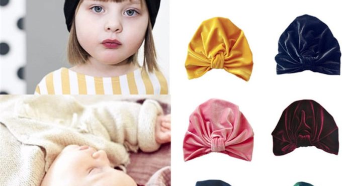 Velvet Baby Hat Girls Boy Autumn Winter Baby Cap Solid Color Elastic Infant Beanie Turban Hat Baby Photography Props Accessories