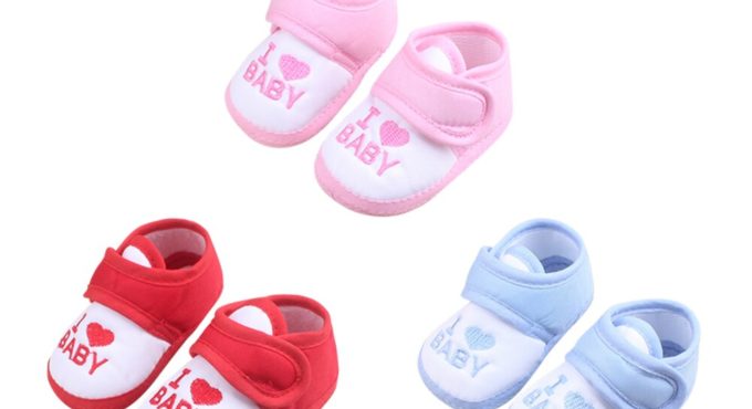 2pcs Baby Boy Girl Cotton Shoes Anti-slip Shoes I Love Baby Cotton Newborn Toddler Prewalkers Crib Shoes Frist Walkers