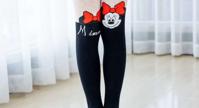 Disney Spring Autumn Winter Tights Cotton Baby Girls Pantyhose Cartoon Mickey Mouse Tights For Baby Girls Knitted Stockings 2-9Y