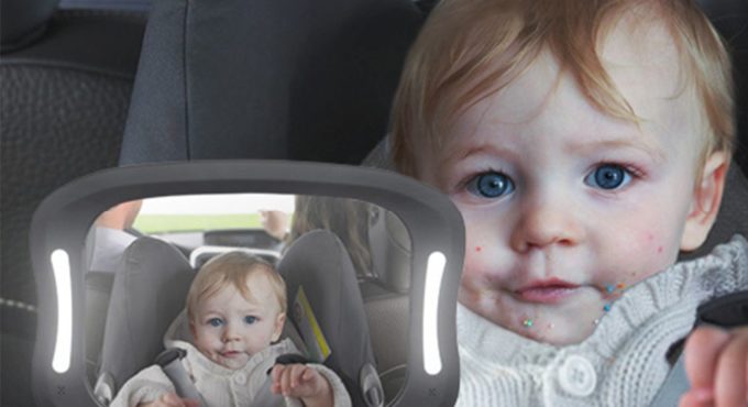 Car Seat Rearview Mirror Baby Viewing Mirror Remote LED Lights Rearview Mirror Acrylic ABS 360 Degree Rotation