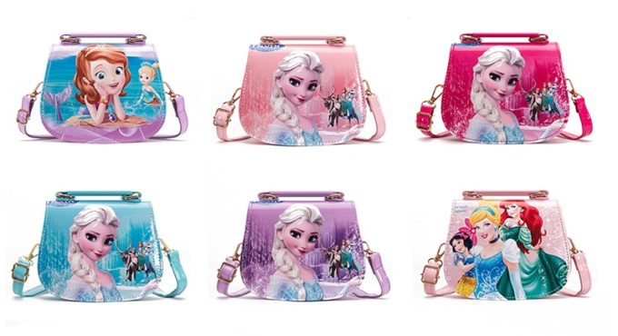 Disney Frozen Small Bag Elsa Snow White Bell Mermaid Printed Shoulder Bag Cartoon Anime Princess Coin Purse Girls Messenger Bag