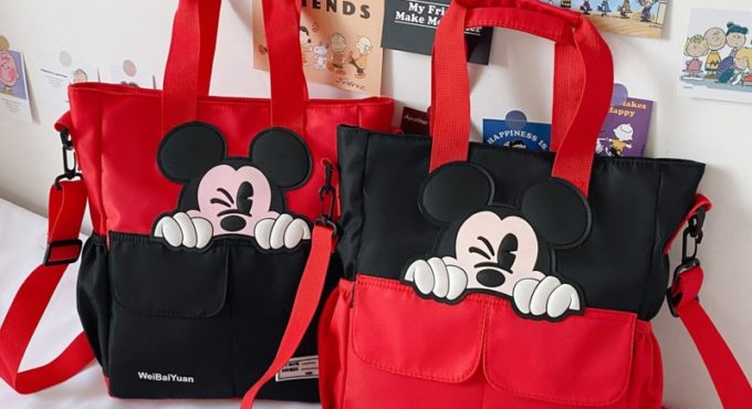 Disney Mickey mouse school tutor bag middle school student bag canvas children's messenger shoulder bag boys girls handbags