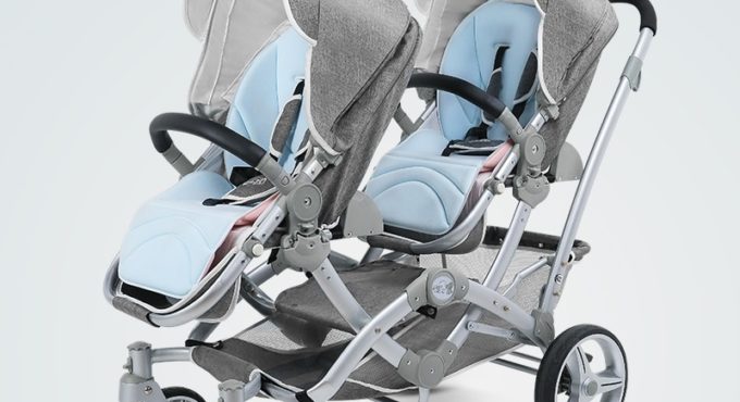 Twin Baby Stroller 3 in 1 Luxury High Landscape Baby Stroller for Twins Multifunctional Adjustable Twin Stroller Double Pram