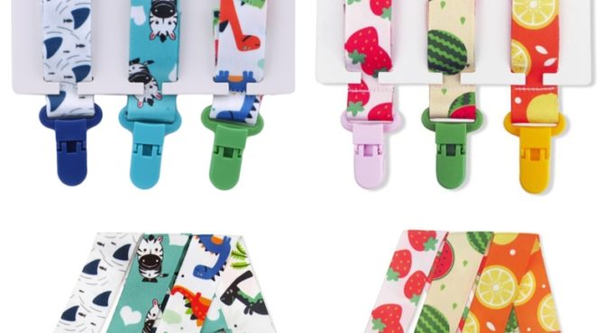 3 Pcs/Set Baby Pacifier Clip Pacifier Chain Dummy Clip Nipple Holder for Baby Cartoon Print Child Pacifier Clips Soother Holder