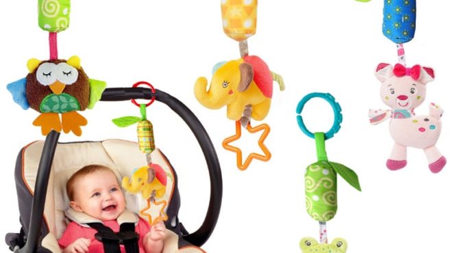 Playpen Baby Hanging Toys Stroller Rattles Plush Dolls Infant Carrier Accessories Wind Chime for Newborn Sensory Develop M0037